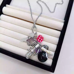 2024 New Style Sweet Cool Heart Shaped Mushroom Keychain Pendant Necklace Women Long Sweater Chain Fashion Jewelry Accessory