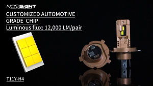 Novsight T11Y H4 9003 HB2 LED Headlight Bulbs 3000K Yellow Light Super Bright LED Lights for Car High/Low Beam 70W 12000LM Mini 1:1 Plug&Play 2PCS