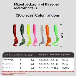 EELHOE | 10Pcs Elastic Threaded Paddle Tail Soft Plastic Lures Realistic Fish Shape for Freshwater Saltwater Fishing Enthusiasts