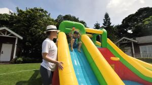 Inflatable Slide DOCTOR DOLPHIN Waterpark Castle Slide Bouncer Inflatable Kolam Renang Family Swimming Pool