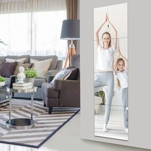 HD Mirror Wall Full Body Dress Mirror Square Household Self-Adhesive Wall Mirror Can Be Bent Acrylic Splicing Single Or 4/6 Pcs/Set 22*22cm Living Room Bedroom Bathroom Personality Fashion DIY Decoration