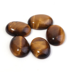 5-10pcs Oval Yellow Tiger Eye Cabochon Natural Stone Flat Back Cameo Cabochon Spacers Loose Spacer Beads For Jewelri Making