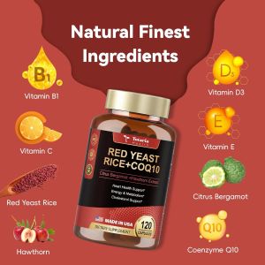 Totaria Red Yeast Rice Capsules with CoQ10 Supplement Plus Citrus Bergamot & Hawthorn Extract Supports Cardiovascular & Heart Health Non-GMO 120 Veggie Caps