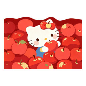 YUNHAOBUYI | Red Cartoony Apple Door Mat PVC No-Wash Easy-Clean Cuttable