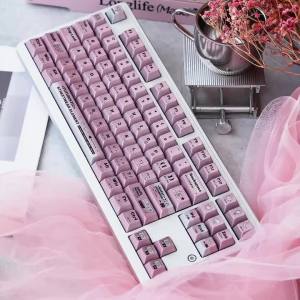 URE Cute Programmer Keycaps Cherry Profile Metallic Paint Glossy Pink Elegant PBT Keycap For MX 64/87/96/104 Mechanical Keyboard