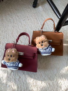 Fall Winter Ladies Versatile Mini Kelly Bag Crossbody Bag Retro Design Casual Simple Style Detachable Shoulder Strap PU Material