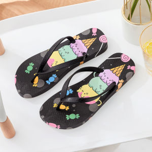 Womens Summer Thick Bottom Anti-Slip Beach Sandals Sweet Style Flat Heel PVC Upper Casual Slip-On Clogs Trendy Couple Shoes