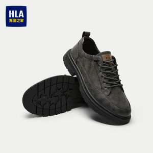 HLA | Giày Đế Bằng Dây Kéo Mũi Rộng Cho Nam
