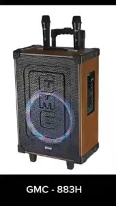 Gmc Speaker Portable 883H 12 Inch Speaker Karaoke Bluetooth free mic 2 Wireless FULL BASS