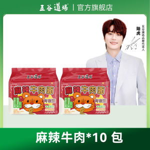 LuHoo Exclusive Non-Fried Spicy Beef Instant Noodles in Bag Quick Food Soup Noodles Tomato Beef Ribs Flavor Home Use Medium Spicy
