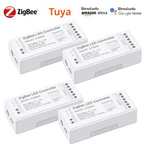 สวิตช์หรี่ไฟ LED อัจฉริยะ Zigbee 5-24V สำหรับไฟสีเดียว/RGB/CCT/RGBW/RGBCCT ใช้ได้กับ Tuya Smart Life ต้องใช้ Zigbee3.0 Geteay