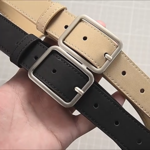 [พร้อมส่งออก] เข็มขัดหนัง pu ทรงสี่เหลี่ยมผืนผ้า สีดํา เรียบง่าย 2.8 ซม สําหรับผู้ชาย และผู้หญิง