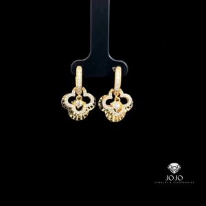 B1610 Bông tai nữ chạm khắc tinh tế đính đá cz sáng lấp lánh JOJO