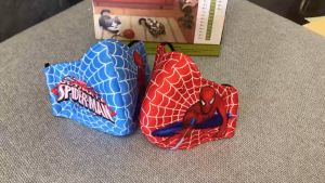 Khẩu trang vải cho bé trai dưới 5 tuổi in hình người nhện nhiều màu có dây rút điều chỉnh