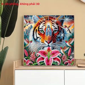 1 Mảnh Tranh Gắn Đá Dẹt 2D Họa Tiết Động Vật Canvas Nghệ Thuật Khảm Tranh Không Khung Trang Trí Tường Nhà Tranh Thêu Chữ Thập Bộ