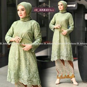 Setelan Kebaya Tunik Tile Modern Atasan Baju Kurung Wanita Kondangan Wisuda Kebaya Lamaran Pesta