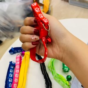 Vòng cổ chó mèo thú cưng đơn sắc họa tiết chân thú