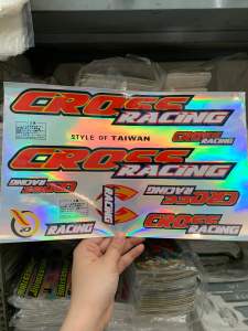 Bộ tem dán xe đạp CROSS RACING chữ màu đỏ hàng nhập Thái Lan chất lượng cao dành trang trí riêng cho dòng xe này tem màu sắc cực đẹp và bền giá bán cực tốt bán lẻ như bán sỉ