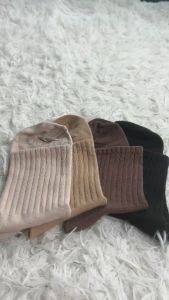 LJ Casual Cotton Crew Socks Soft Breathable Sweat Absorbing Comfortable Daily Wear Solid Color