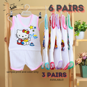 12/6 PCS COTTON SABRINA SHORT TERNO BABY GIRL 6/3/1 PAIR