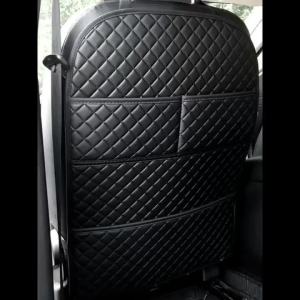 Stain Resistant Rear Seat Back Cover Wearable Leather Kick Proof Mat Car Interior Protective Pad with Pockets