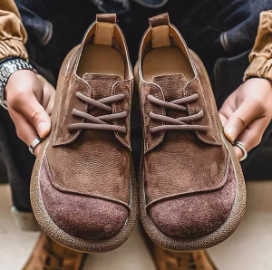 Mens Casual Shoes Spring Autumn 2025 New Fashion Soft Leather Waterproof Anti-slip Large Head Retro Workwear Leather Shoes