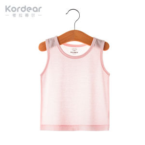 Baby Bamboo Fiber Vest Thin Sleeveless Top for Boys And Girls Summer Clothes 3-12 Months Old Children round Neck Pure Color
