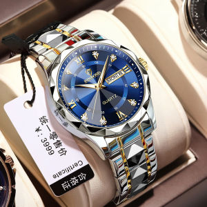 BINBOND 2024 Mens Waterproof Stainless Steel Quartz Watch 2024 Top Brand Luxury Night Glow Date Week Mens Watch 2521