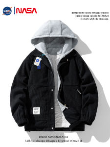 NASA Joint Name Fake Two-Piece Corduroy down Cotton-Padded Jacket Men Winter New Thick Cotton Coat Casual Jacket Coat