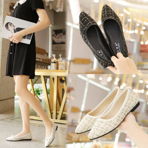 Fall 2025 Versatile Pointed Toe Flat Bottom Evening Shoes Gentle Bean Style Womens Flats Fashionable Korean Version Butterfly Knot