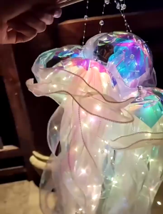 Jelly Fish LED Light Lamp Small Creative Mid-Autumn Festival Tassels Female Room Decoration Flower Lantern 中秋节水母灯笼