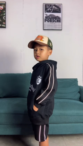 Hoodie Anak Plat Reflective Menyala Dalam Gelap Laki-laki Perempuan Usia 2-12 Tahun Bahan Fleece Tebal Hitam Sablon Premium Digital DTF Fashion