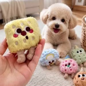 Plush Dog Toys for Small Dogs Cookie Plush Dog Squeaky Toy Puppy Chew Toys Bite Resistant Pet Toy For Dogs Squeaker