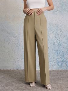 HR | กางเกงขายาวทรงตรงลำลองสำหรับผู้หญิง HR เสื้อผ้าทำงานสไตล์เกาหลีฤดูใบไม้ร่วงปี 2025 กางเกงขายาวทรงตรงเอวสูง