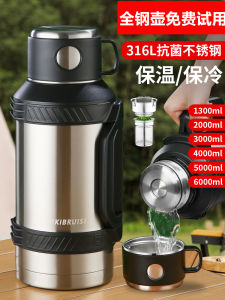 Large Stainless Steel Insulated Water Bottle 3L Outdoor Travel Portable Mens Style Carried Convenient Thermal Pot for Camping