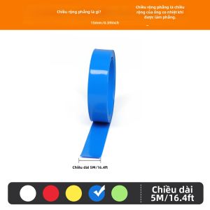 Ống Co Nhiệt PVC Màu Xanh Lam 15mm-110mm Chiều Rộng 3/5M Cho 18650 Bộ Pin Lipo Cáp Cách Điện Bọc Màng Bảo Vệ