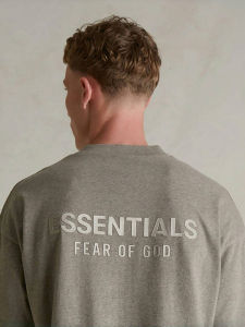 Grey Loose Cotton T-Shirt Mens Summer Short Sleeve Casual Style round Neck Print Graphics Fashionable American Brand T-Shirt