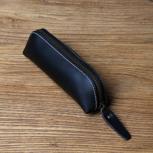 2024 Horizontal Retro First Layer Soft Cowhide Large Capacity Pencil Case Handmade Glasses Bag Leather Pencil Pen Cosmetics Bag