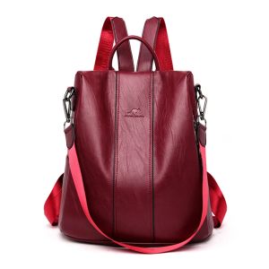 Anti-theft Soft PU leather backpack women vintage shoulder bag ladies high capacity travel backpack school bags mochila feminina