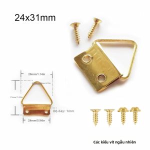 25 Chiếc Móc Tam Giác Vàng Đôi Lỗ D-Ring Khung Tranh Ảnh Gương Treo Tường Móc Treo Trang Trí Nhà