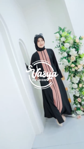 Vasya Fashion Gamis Zhabella Abaya Gamis Kaftan Hitam Kombinasi