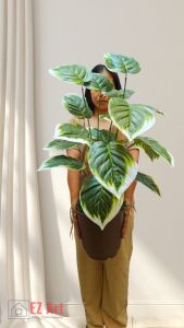 Pearl Artificial Plants Leaves Artificial Alocasia monstera Office Hotel Home Wedding EZ Art
