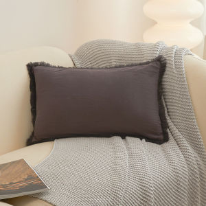 Fringed Edges Washed Cotton Pillow Cover