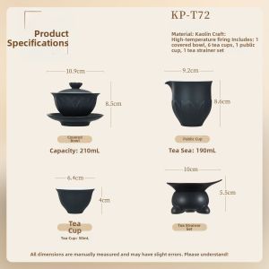 Kamjove | Black Pottery Kung Fu Tea Set for Home Office and Guest Brewing