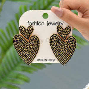 Gorgeous Crystal Double Heart Design Dangle Earrings For Women Luxury Elegant Romantic Jewelry Valentine Ear Accessories Gifts
