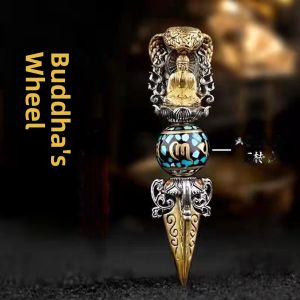 Retro Ethnic Style Six-Syllable Manjushri Vajra Necklace for Men Rotatable Bold Creative Jewelry Alloy/Plated Silver/Gold Chain