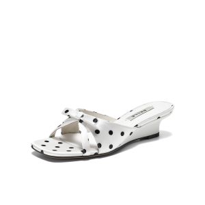 Belle | French Style Polka Dot Bow Sandal Wedge