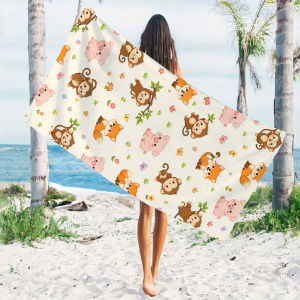 Cartoon Forest Animal Quick Drying Microfiber Beach Towel Lightweight for Swimming Camping Yoga - Bath Towel
