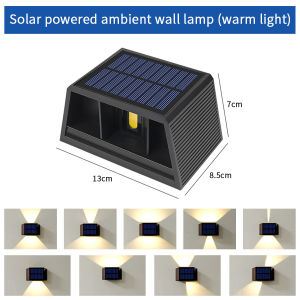 COB Outdoor Led Solar Light Garden Fence Wall Lamp Sunlight Dusk to Dawn Waterproof Up and Down Adjustable for Yard Pathway