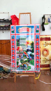 Tranh cửu huyền thất tổ treo bàn thờ tráng gương tranh trang trí phòng thờ bàn thờ tủ thờ treo tường CHQC31